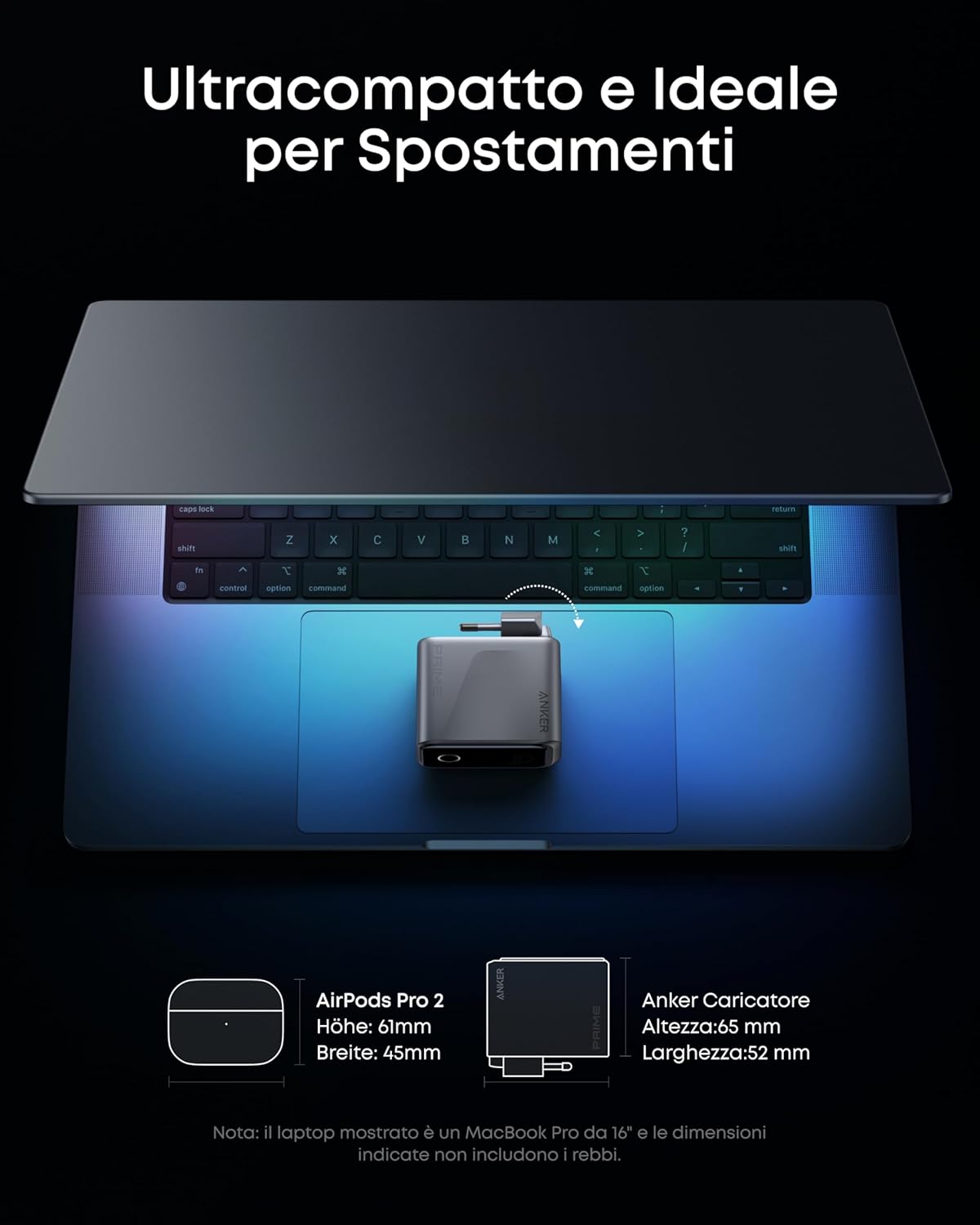 Anker Prime Caricatore (160W, 3 Porte, Display Intelligente)
