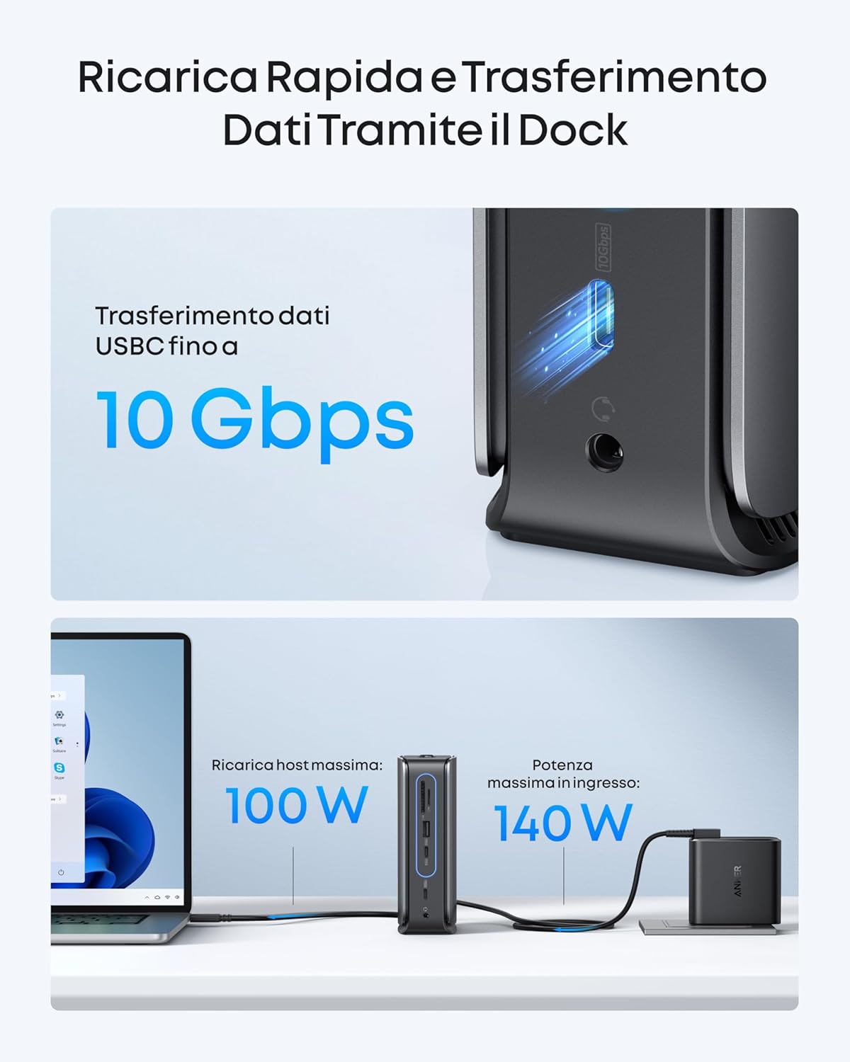Anker Nano Docking Station (13in1, triplo schermo, hub staccabile)