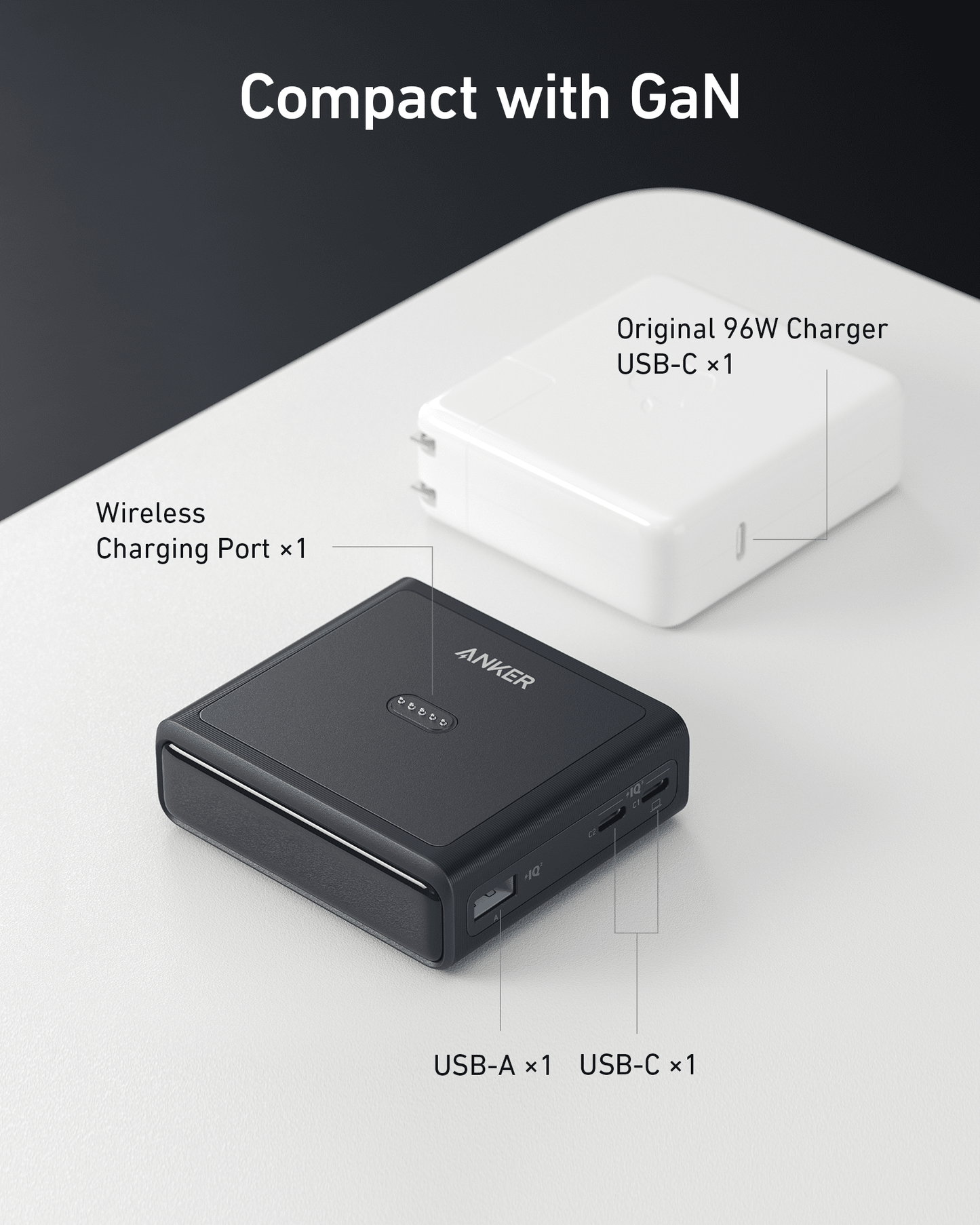 Power bank Anker Prime da 20.000 mAh (200 W)+Base di ricarica Anker da 100 W per Anker Prime Power Bank