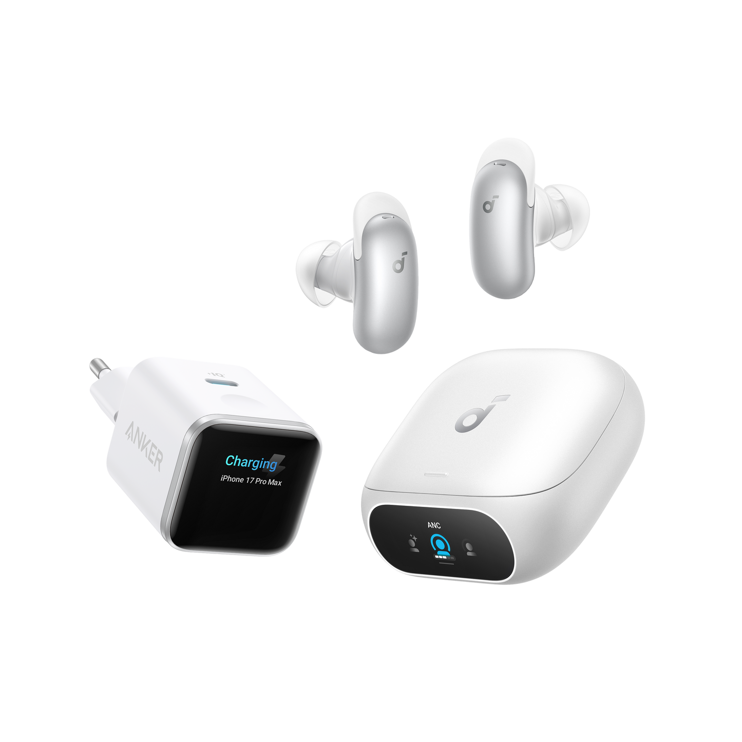 Anker Nano Caricatore (45W, Smart Display) + soundcore Liberty 5 Pro | Auricolari con cancellazione del rumore per chiamate nitide