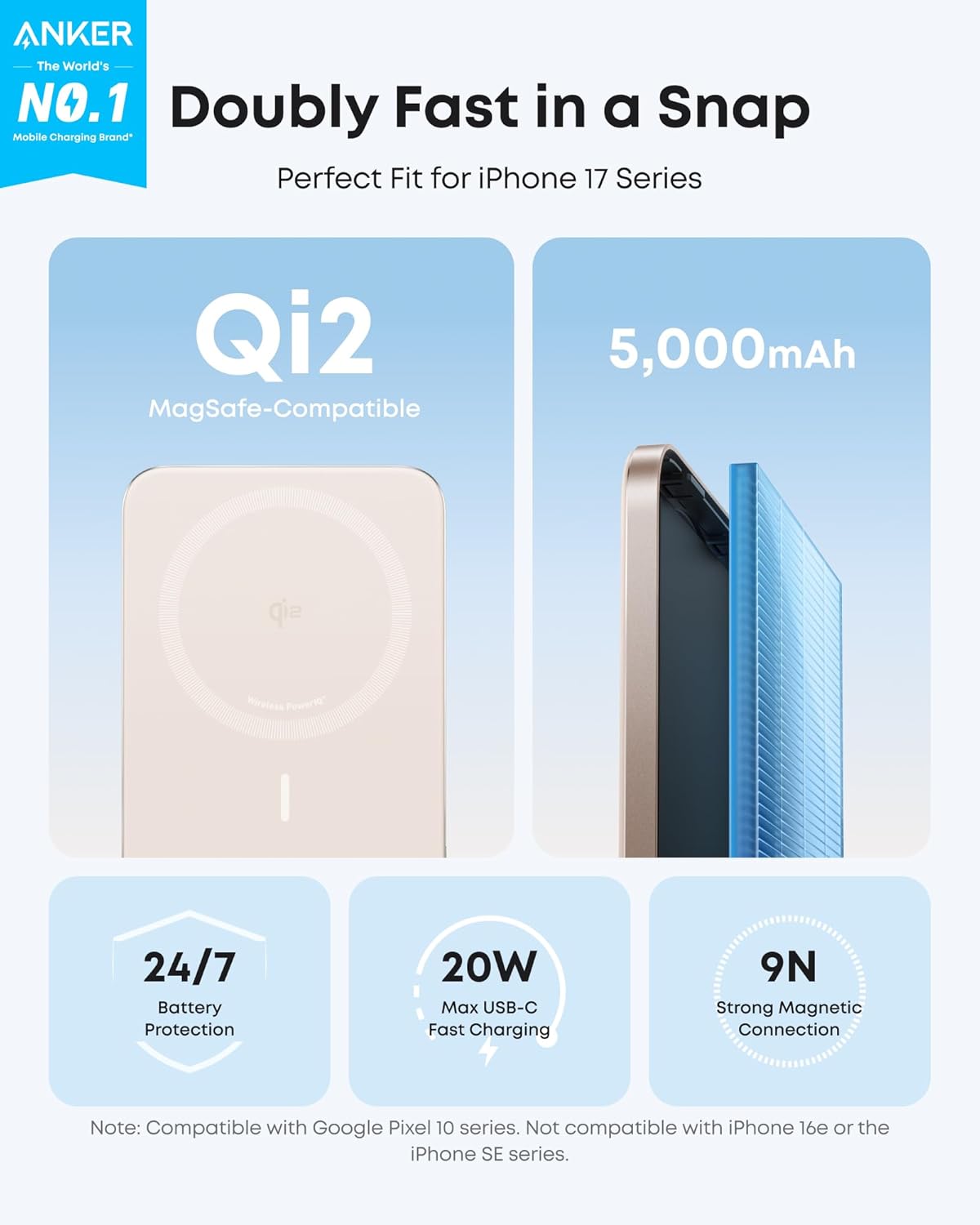 Anker Nano Power Bank (5.000mAh, MagGo, Sottile)