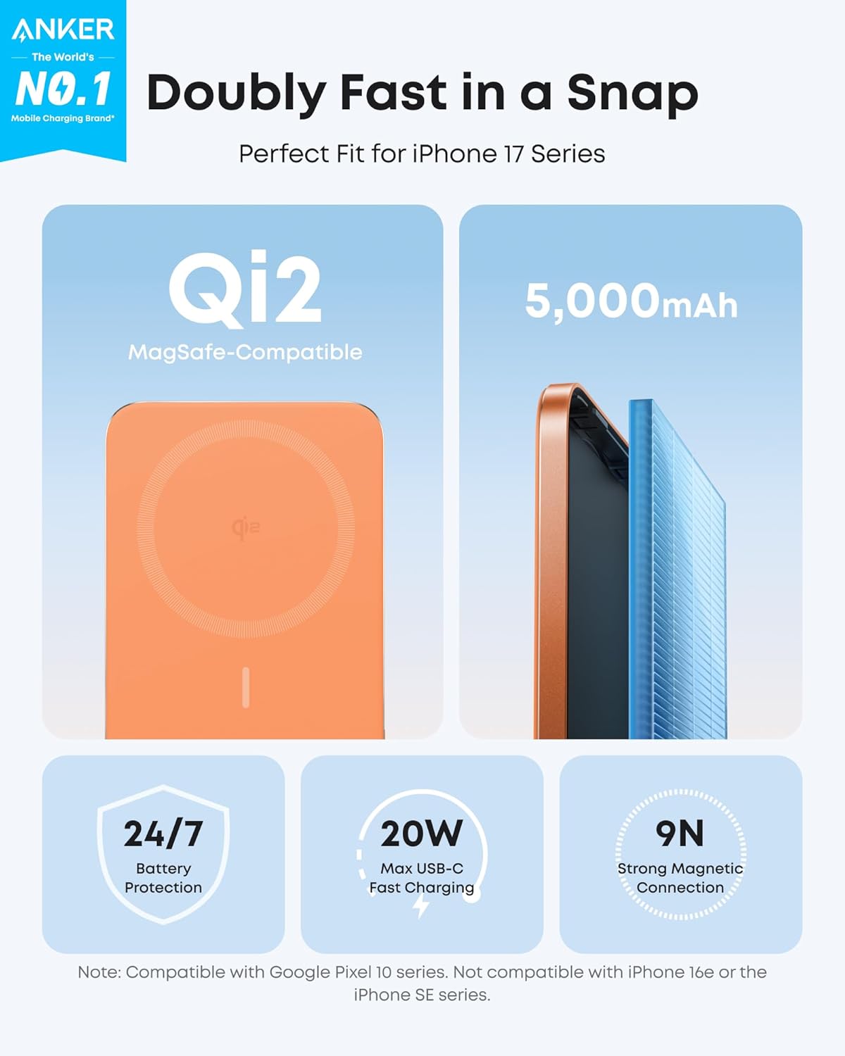 Anker Nano Power Bank (5.000mAh, MagGo, Sottile)