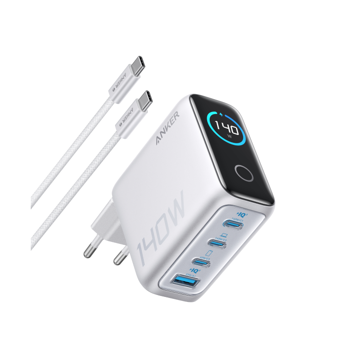 Anker Laptop Power Bank (25K, 165W, cavi integrati e retrattili)+Caricabatterie Anker per laptop (140 W, 4 porte, PD 3.1) con cavo USB-C