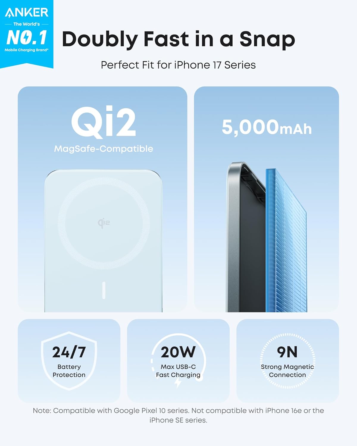 Anker Nano Power Bank (5.000mAh, MagGo, Sottile)