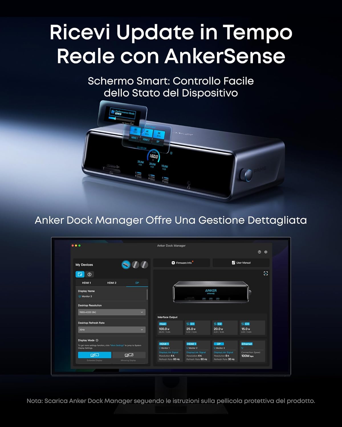 Anker Prime Docking Station(14-in-1, Tre schermi, Link Display)