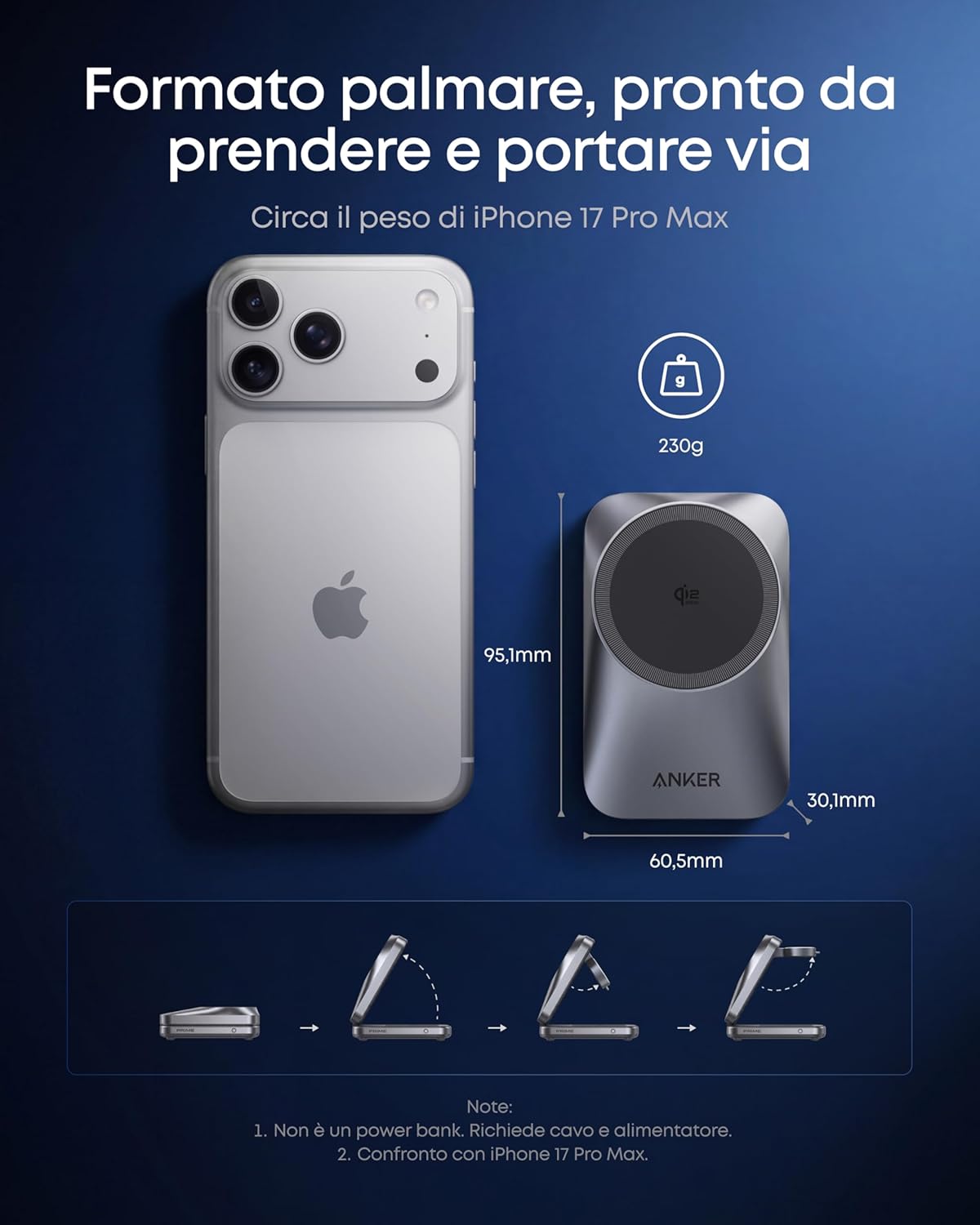 Anker Prime Stazione di ricarica wireless 3 in 1 (MagGo, AirCool, pieghevole)