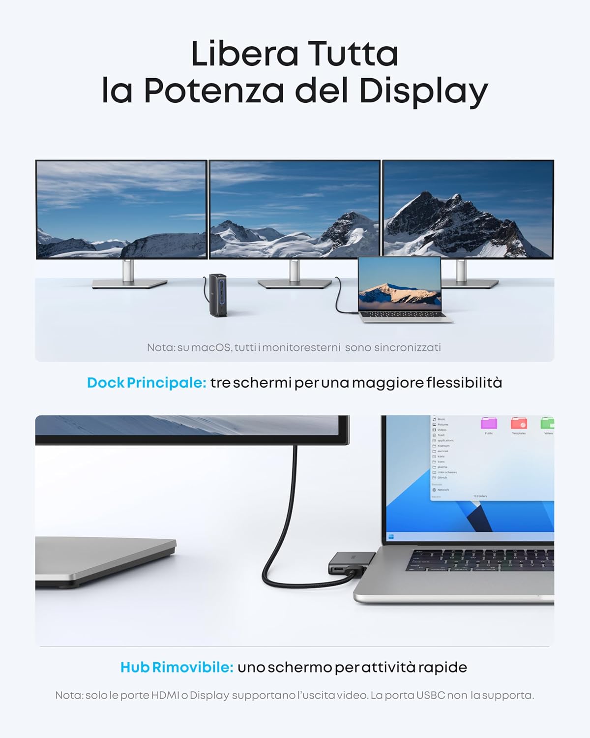 Anker Nano Docking Station (13in1, triplo schermo, hub staccabile)