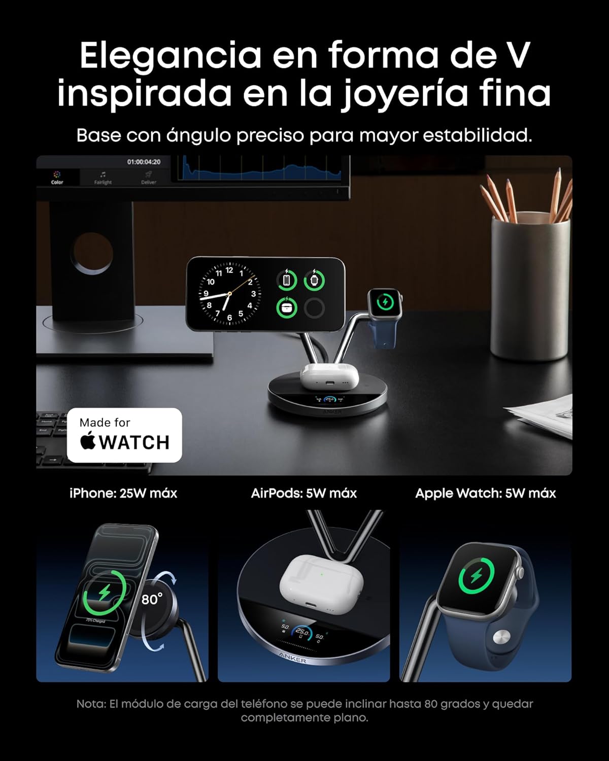 Anker Prima Stazione di Ricarica Wireless(Supporto 3 in 1)