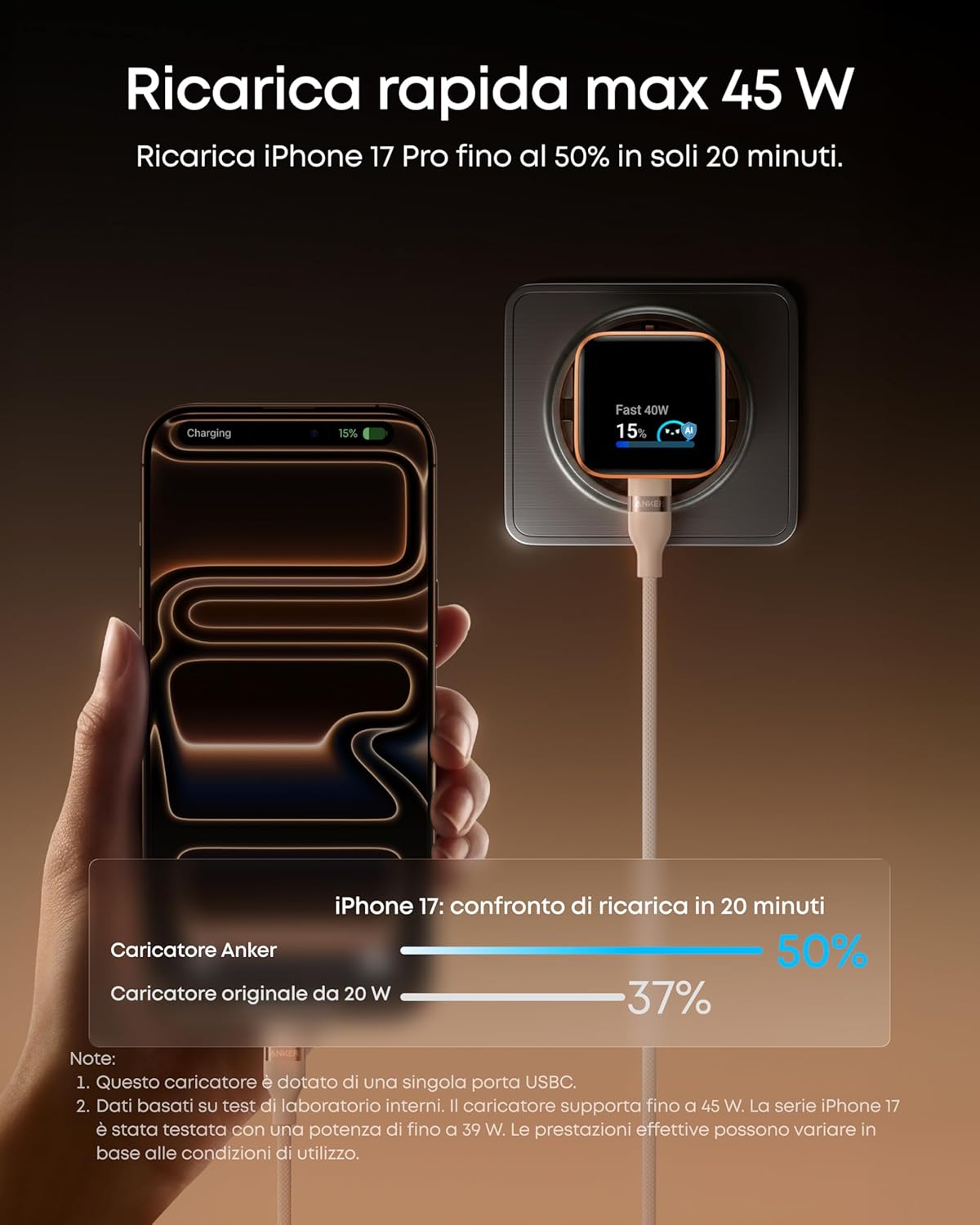 Anker Nano Caricatore (45W, Smart Display)