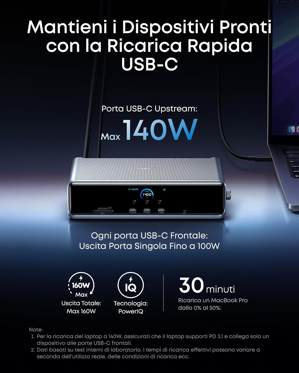 Anker Prime Docking Station(14-in-1, Tre schermi, Link Display)