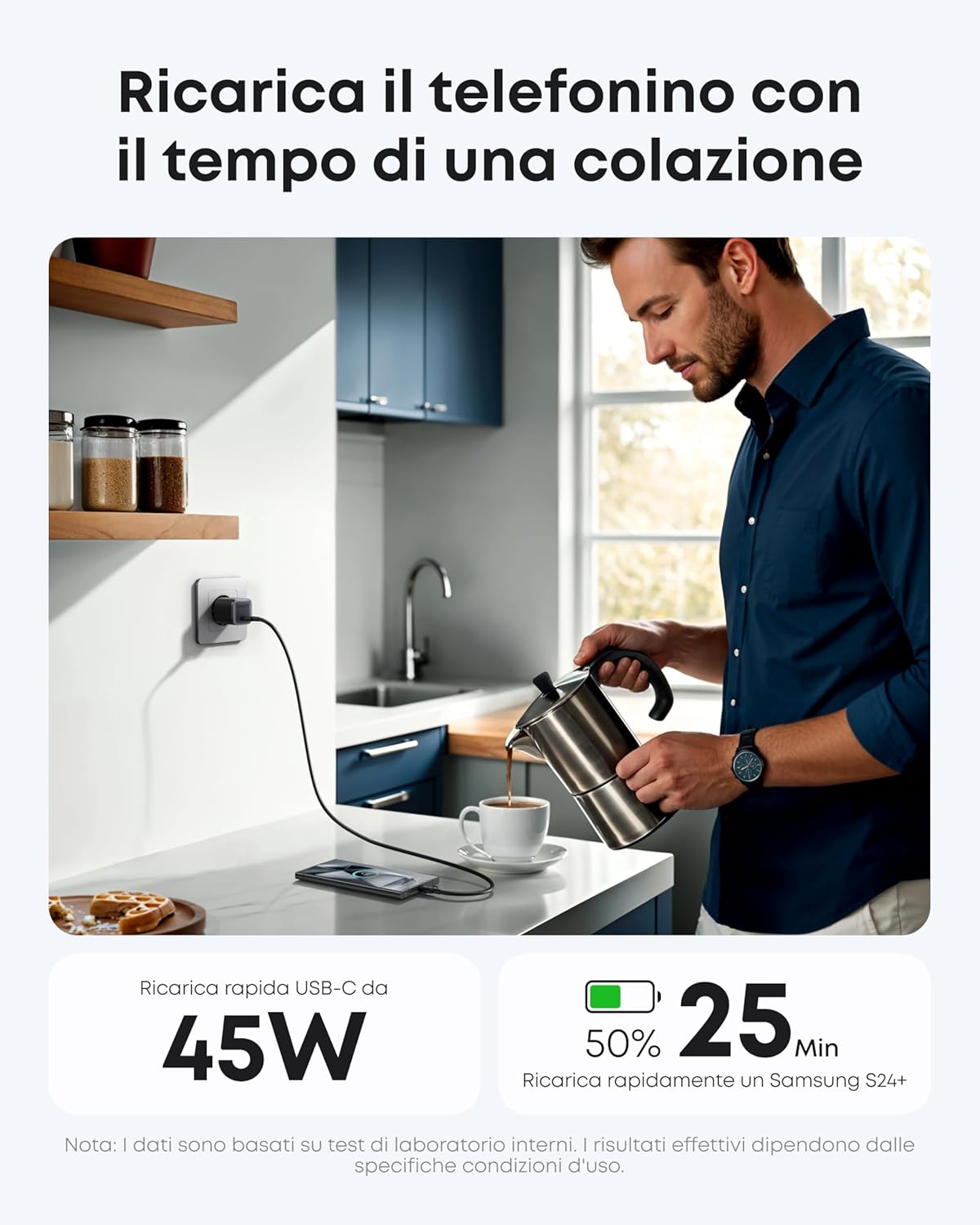 Anker Nano Caricatore (45W, con Cavo USB-C da 180 cm)
