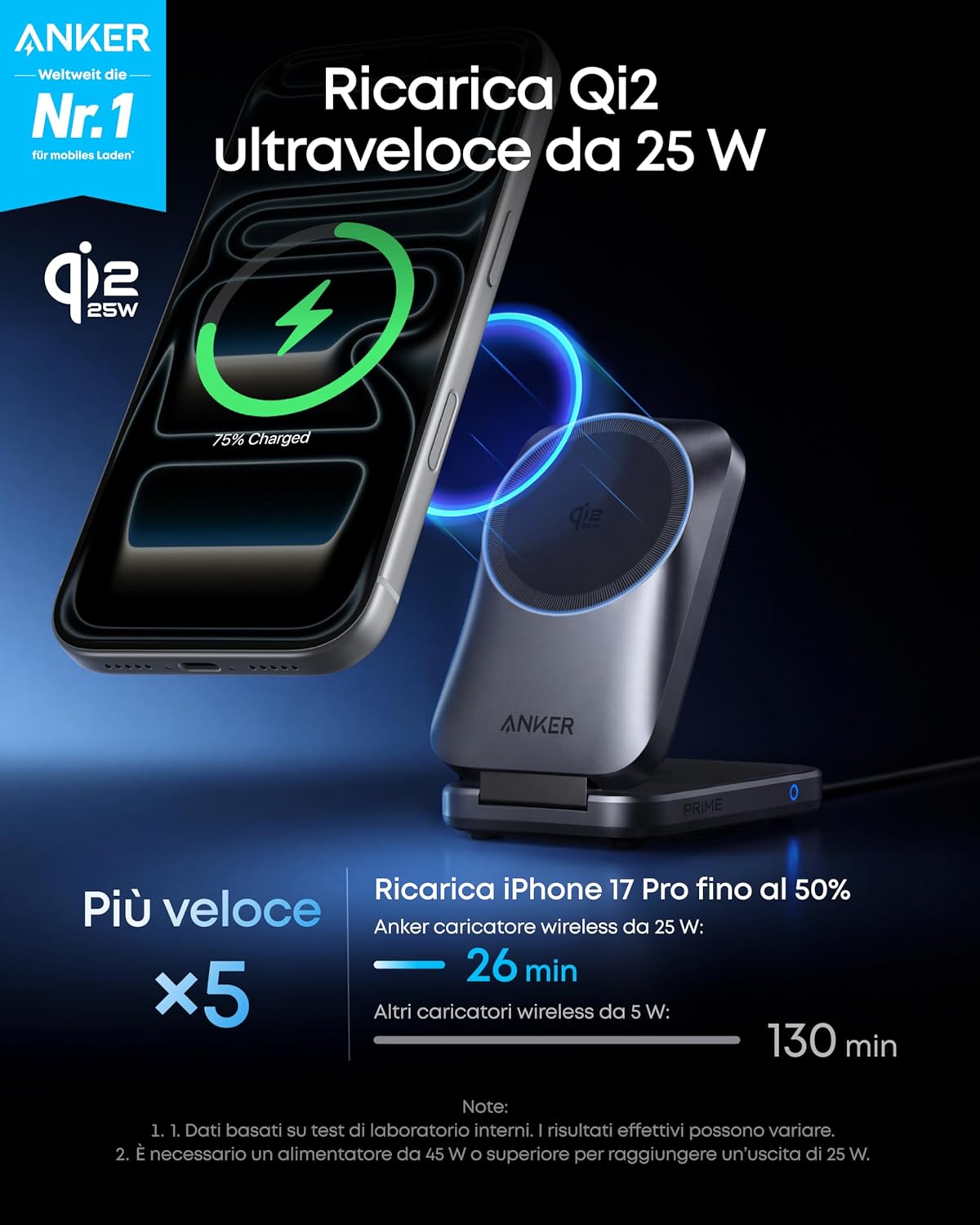 Anker Prime Stazione di ricarica wireless 3 in 1 (MagGo, AirCool, pieghevole)