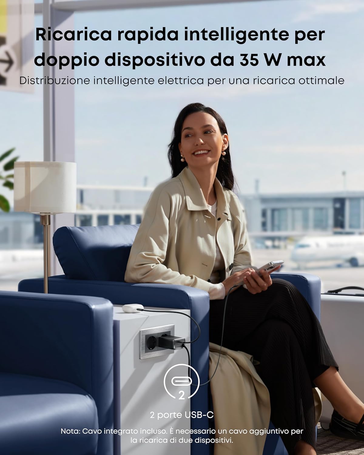 Anker Nano Caricatore (35 W, con cavo USBC retrattile integrato)