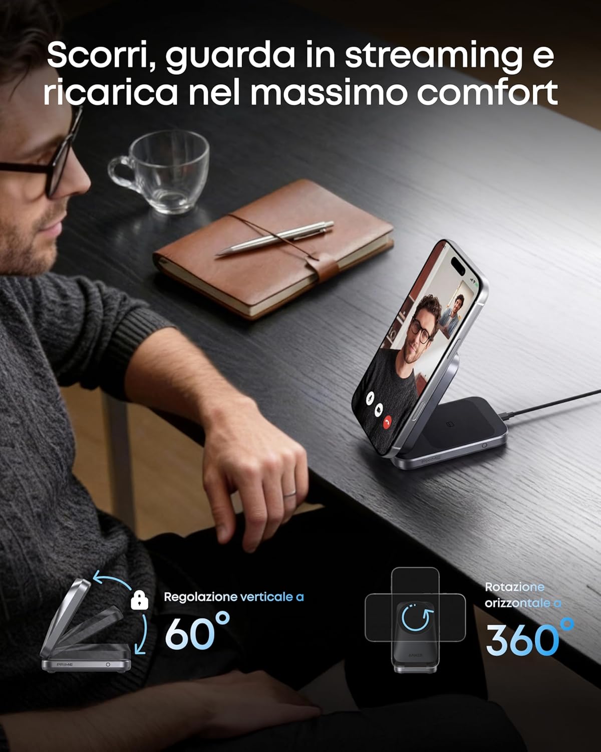 Anker Prime Stazione di ricarica wireless 3 in 1 (MagGo, AirCool, pieghevole)