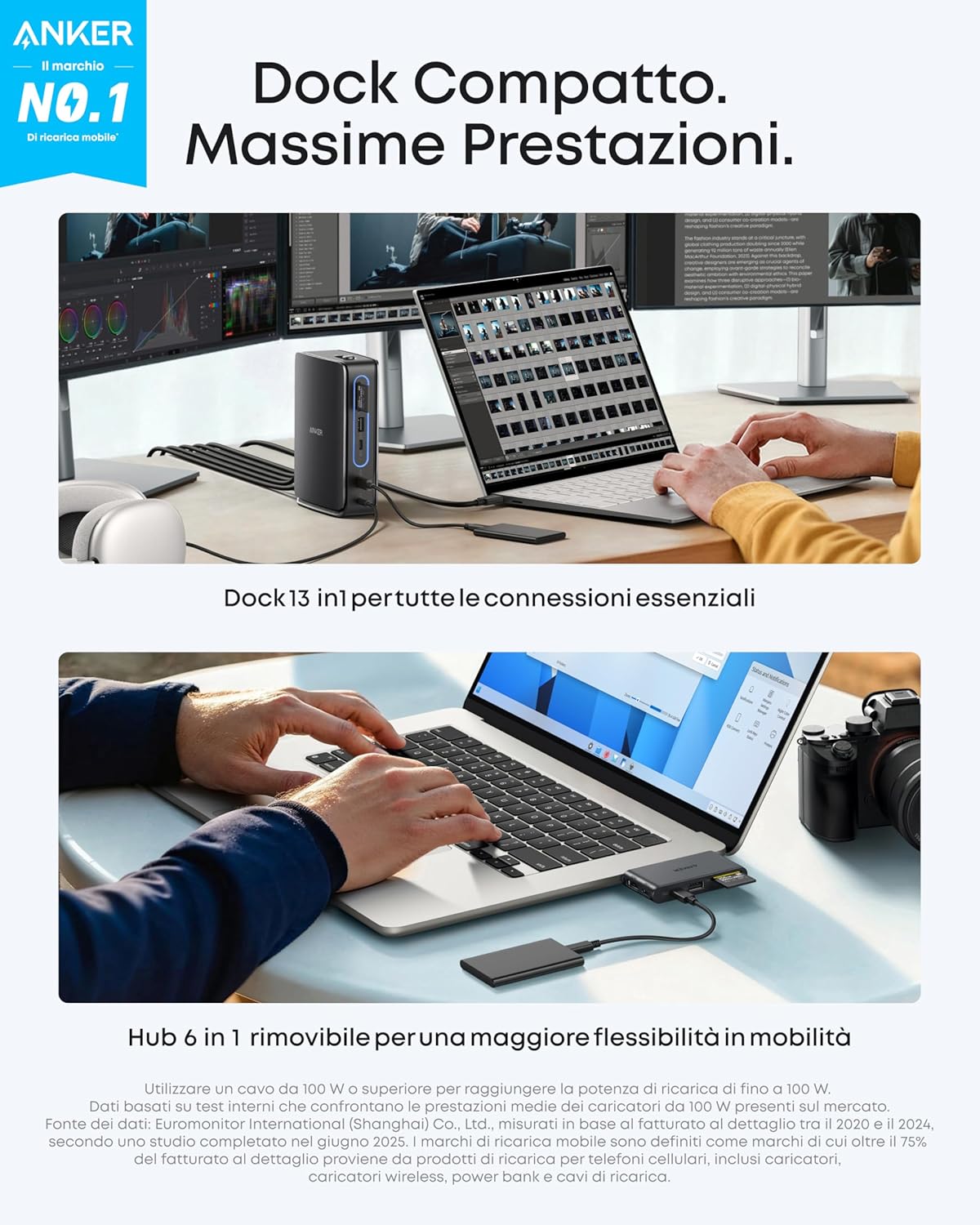 Anker Nano Docking Station (13in1, triplo schermo, hub staccabile)