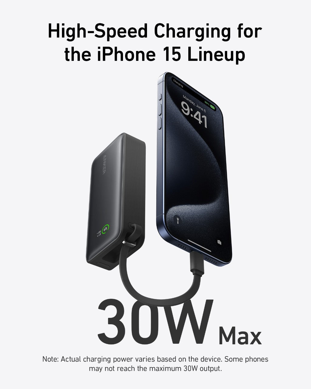 Anker Nano Power Bank (30 W, cavo USB-C integrato)