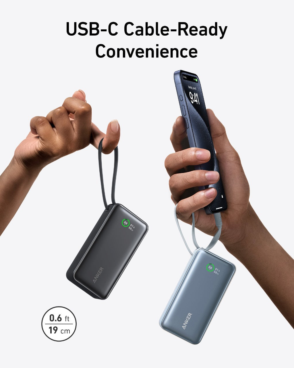 Anker Nano Power Bank (30 W, cavo USB-C integrato)