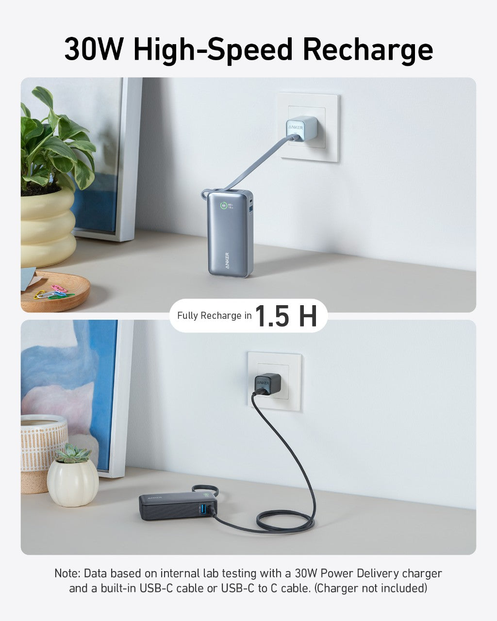 Anker Nano Power Bank (30 W, cavo USB-C integrato)