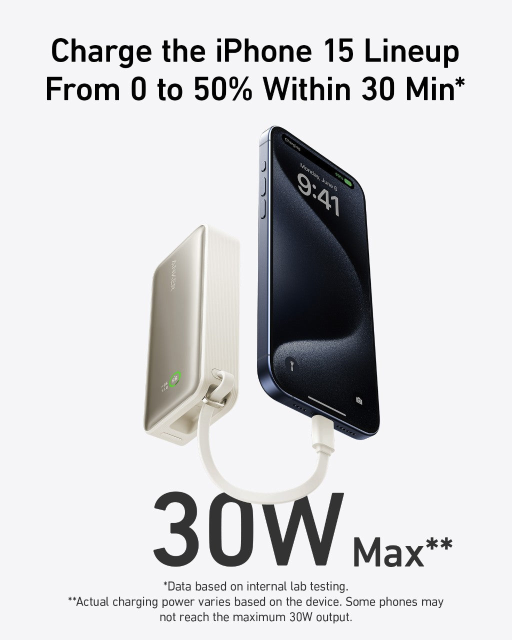 Anker Nano Power Bank (30 W, cavo USB-C integrato)
