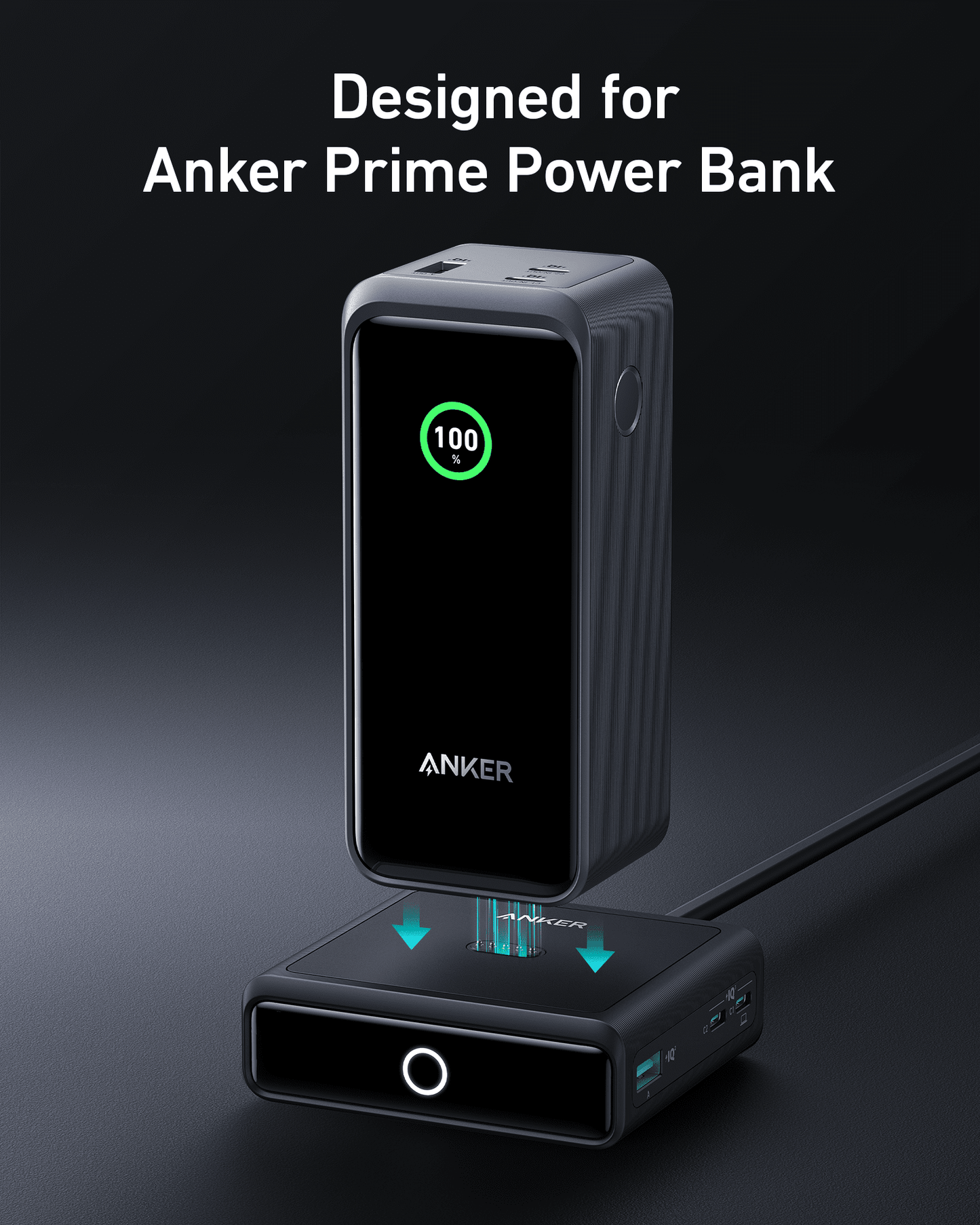Power bank Anker Prime da 20.000 mAh (200 W)+Base di ricarica Anker da 100 W per Anker Prime Power Bank