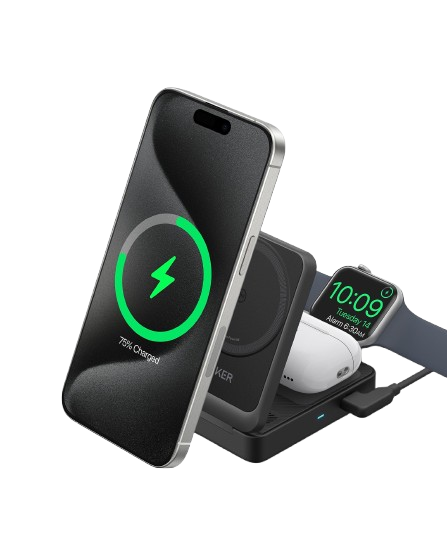 Stazione di ricarica wireless Anker MagGo ricondizionata (3‑in‑1 pieghevole)