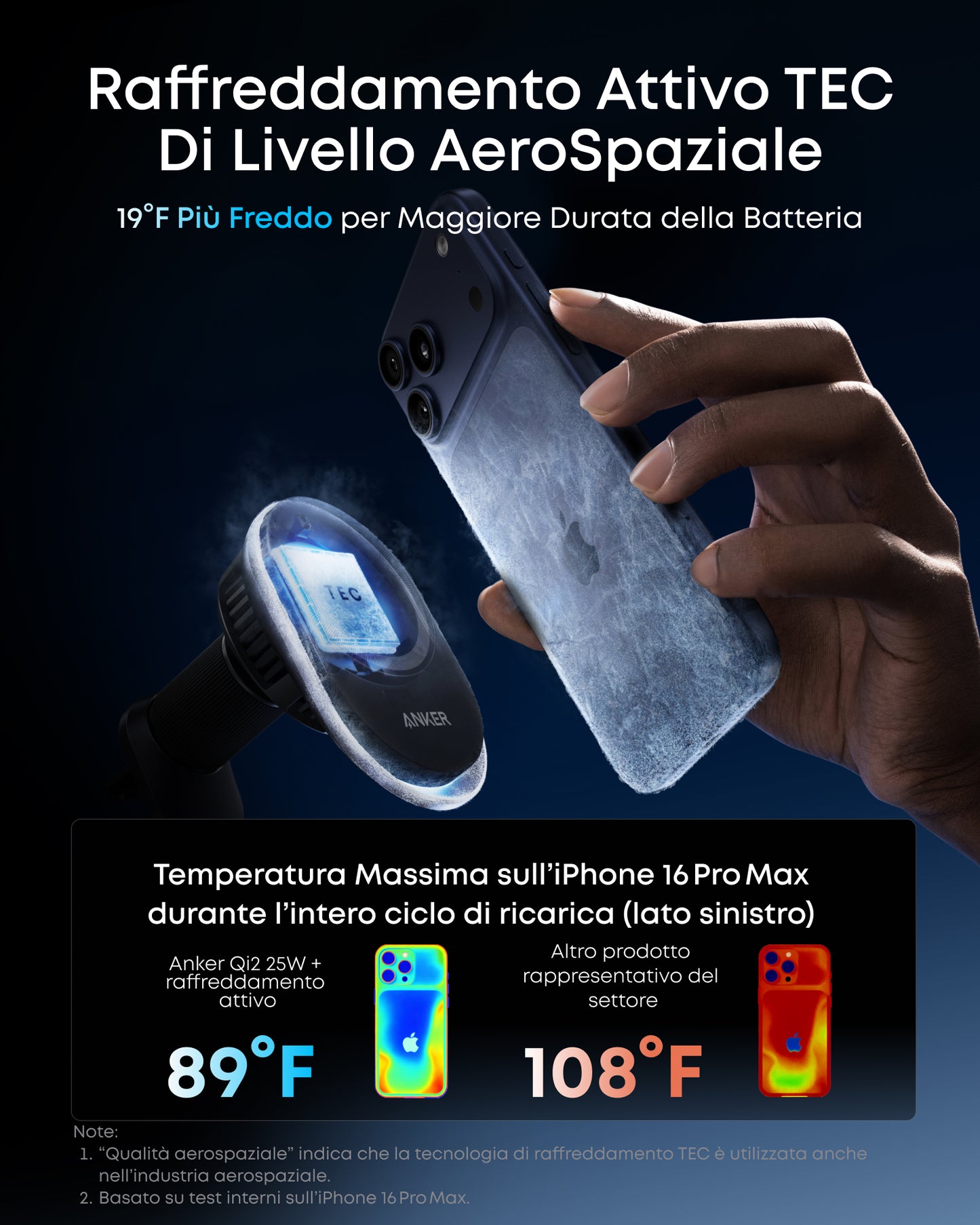 Anker Prime Caricatore Wireless per Auto (Pad, Cavo USB-C Separato)