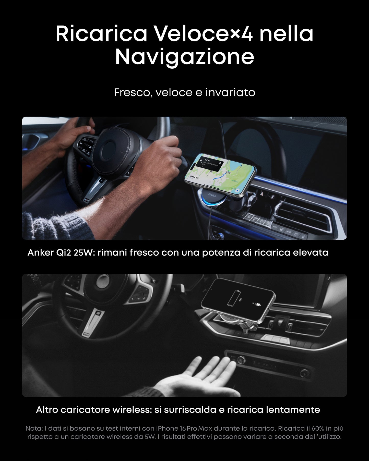 Anker Prime Caricatore Wireless per Auto (Pad, Cavo USB-C Separato)