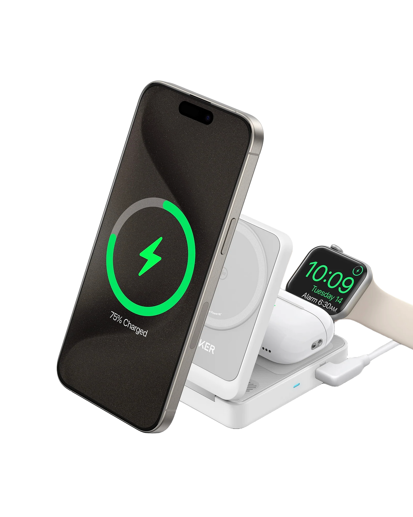 Stazione di ricarica wireless Anker MagGo ricondizionata (3‑in‑1 pieghevole)