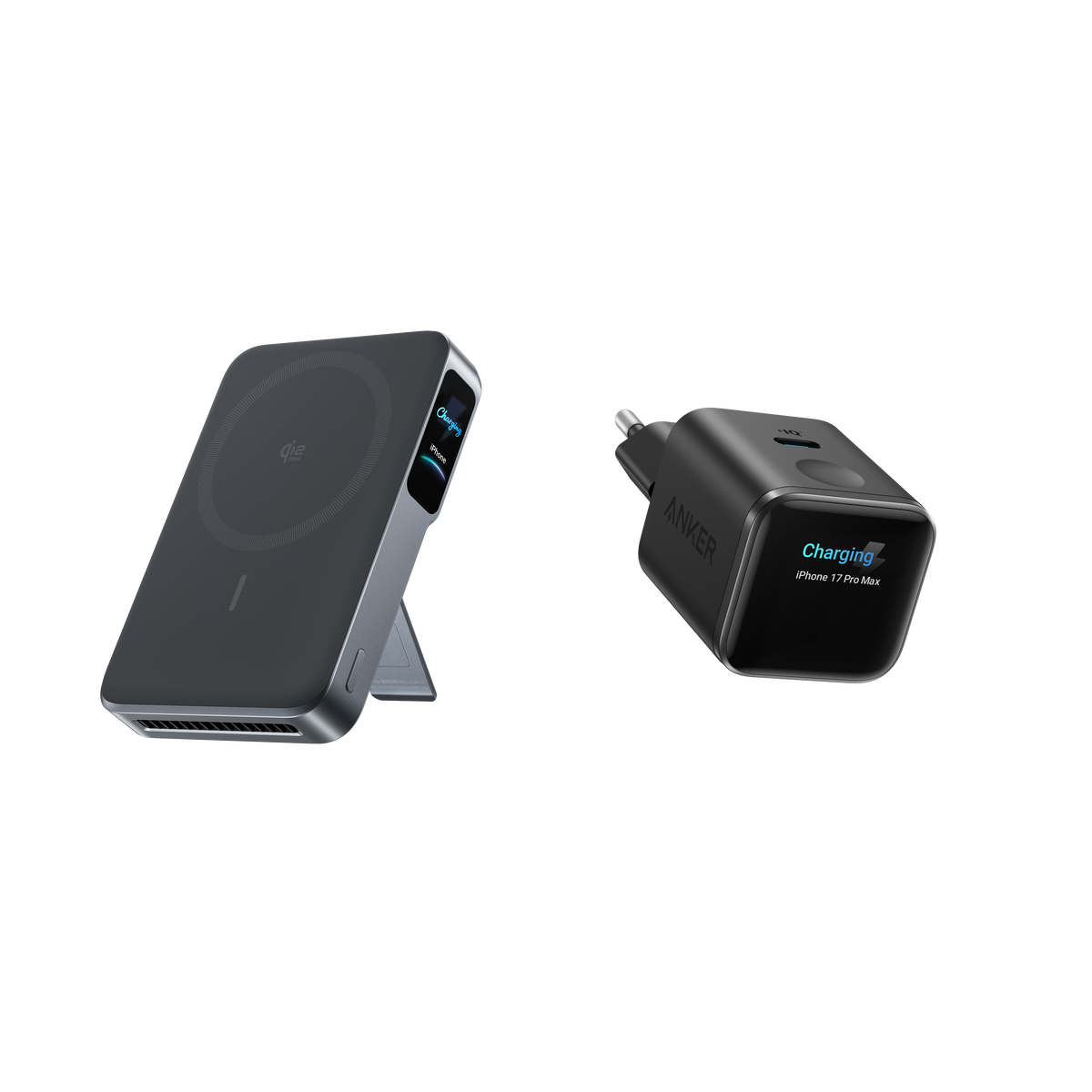 Anker MagGo Power Bank 2 Pro (MagSafe portatile da 10.000 mAh)+Anker Nano Caricatore (45W, Smart Display)