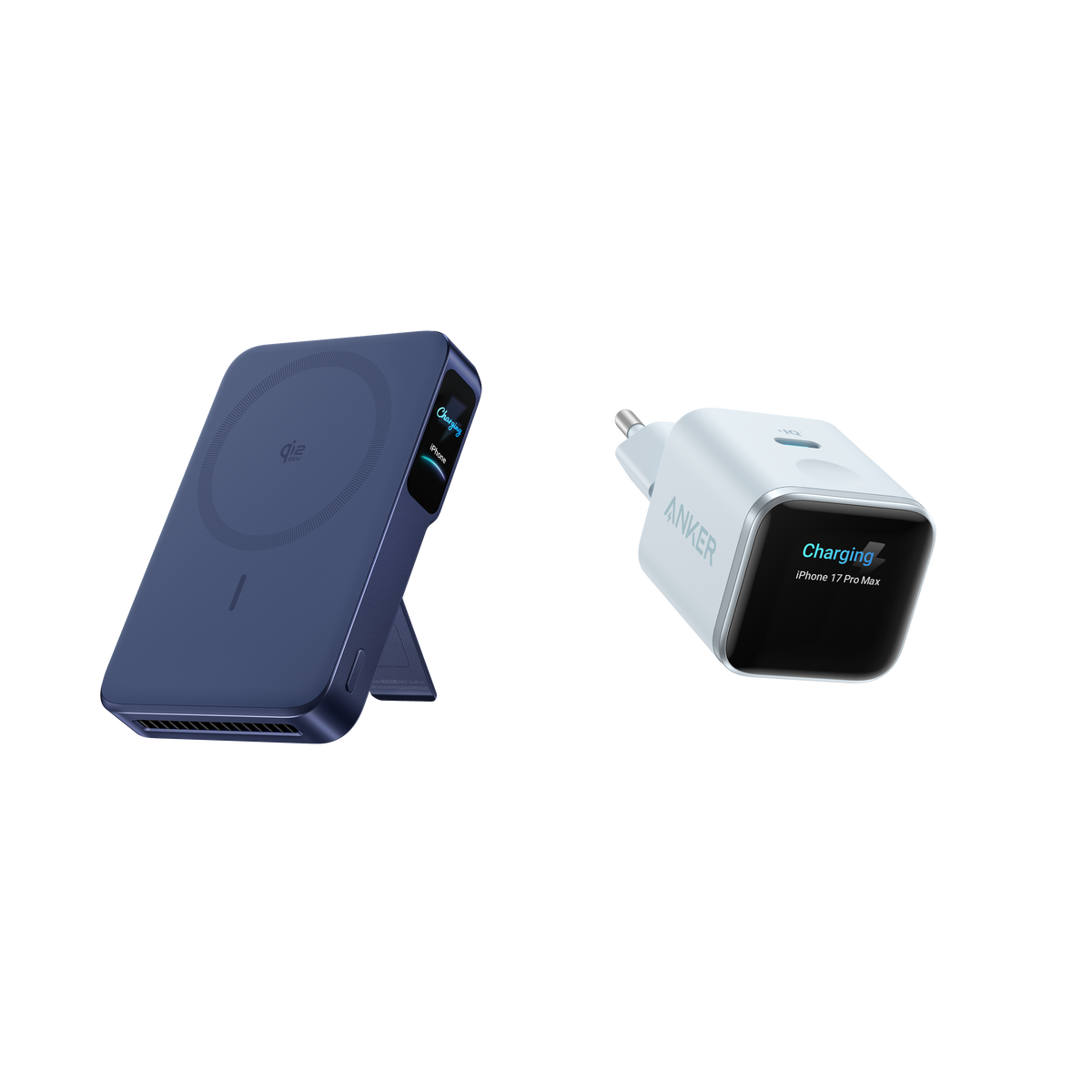 Anker MagGo Power Bank 2 Pro (MagSafe portatile da 10.000 mAh)+Anker Nano Caricatore (45W, Smart Display)