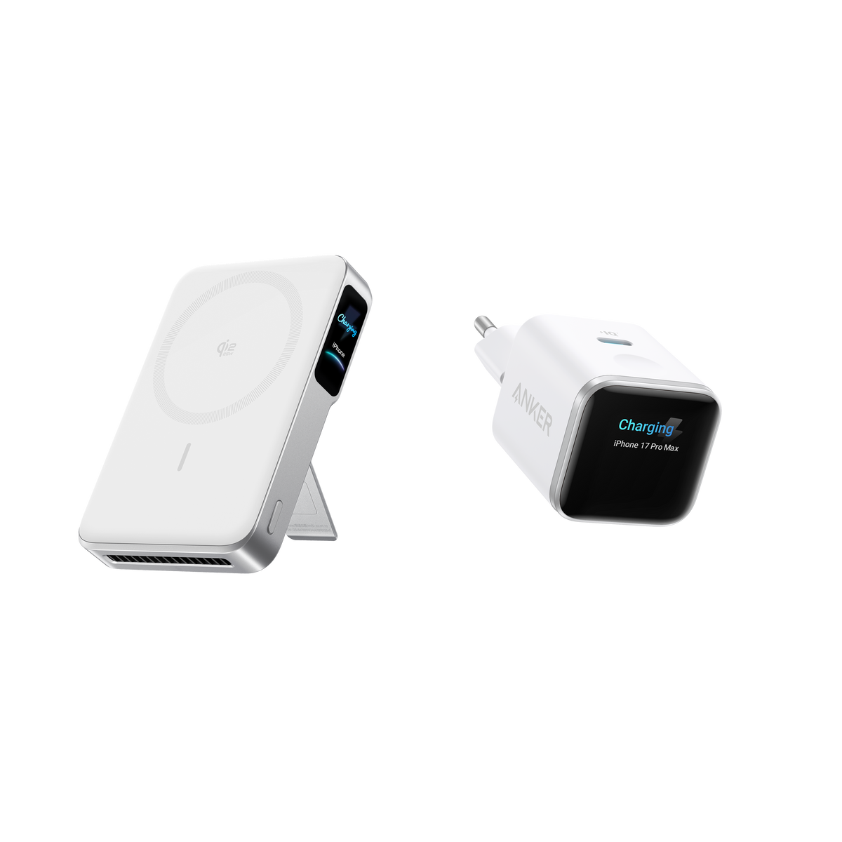 Anker MagGo Power Bank 2 Pro (MagSafe portatile da 10.000 mAh)+Anker Nano Caricatore (45W, Smart Display)