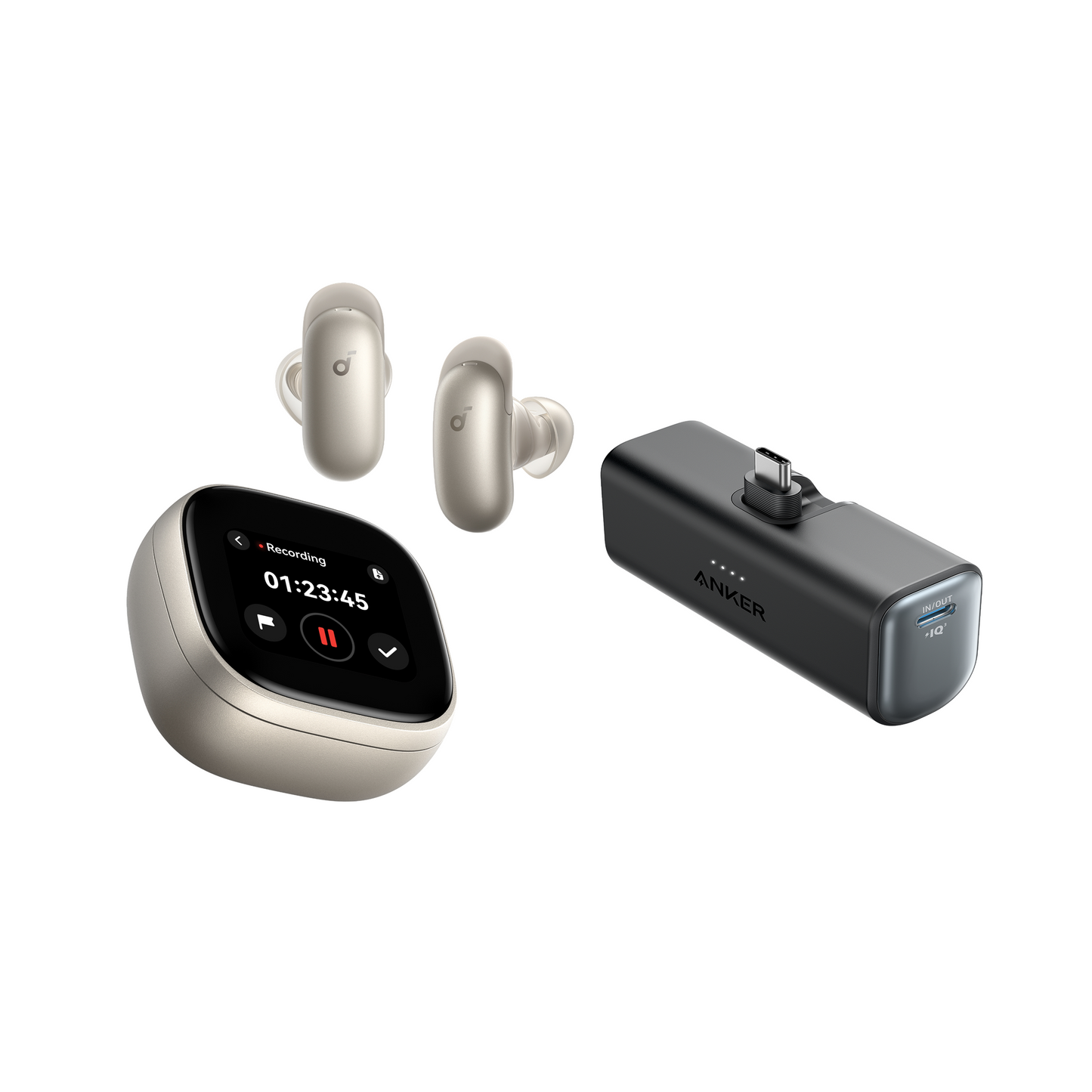 soundcore Liberty 5 Pro Max | Auricolari con Registrazione AI e Custodia Smart+Anker Nano Power Bank (22,5 W, connettore USB-C integrato)