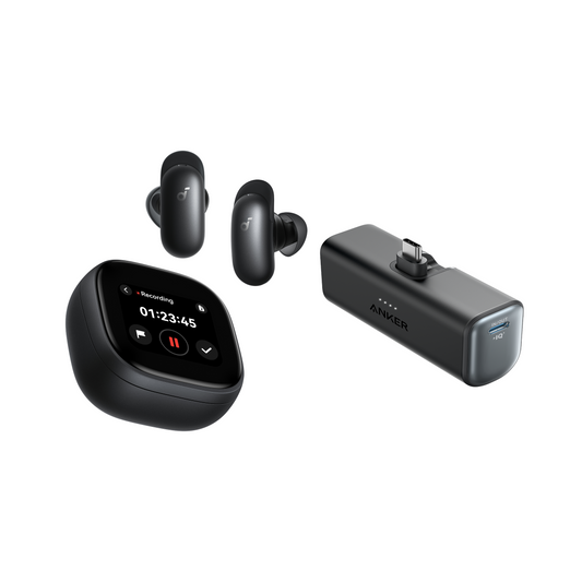 soundcore Liberty 5 Pro Max | Auricolari con Registrazione AI e Custodia Smart+Anker Nano Power Bank (22,5 W, connettore USB-C integrato)