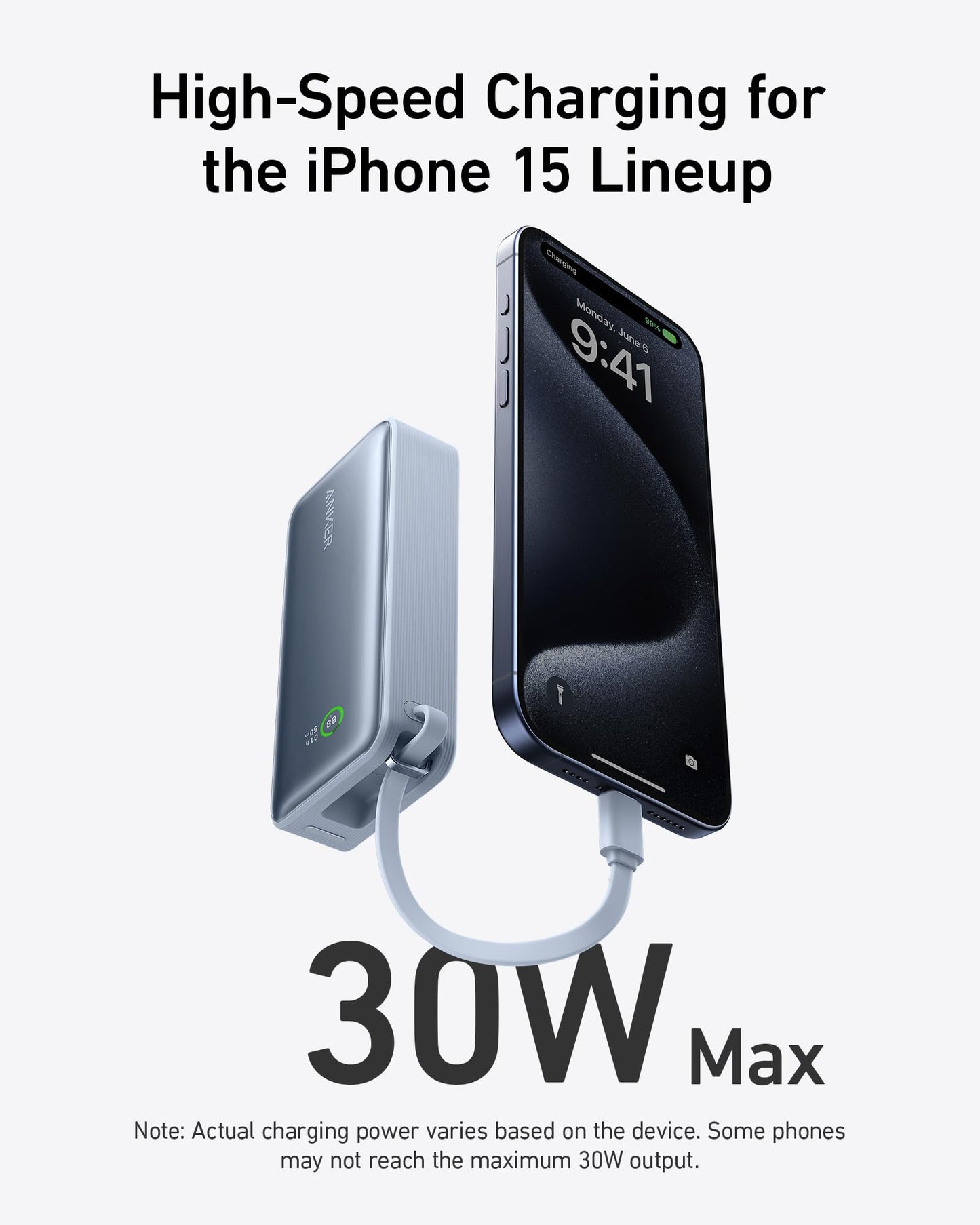 Anker Nano Power Bank (30 W, cavo USB-C integrato)