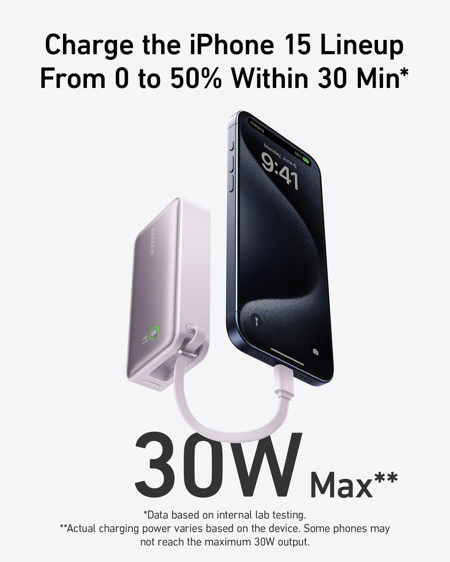 Anker Nano Power Bank (30 W, cavo USB-C integrato)