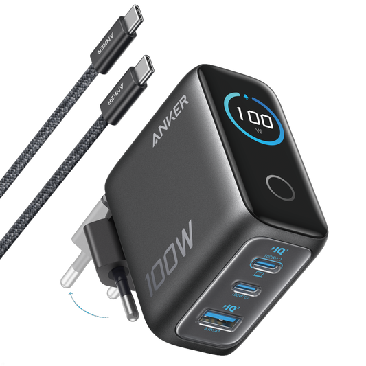 Anker Caricatore (100W, 3 porte, Smart Display)