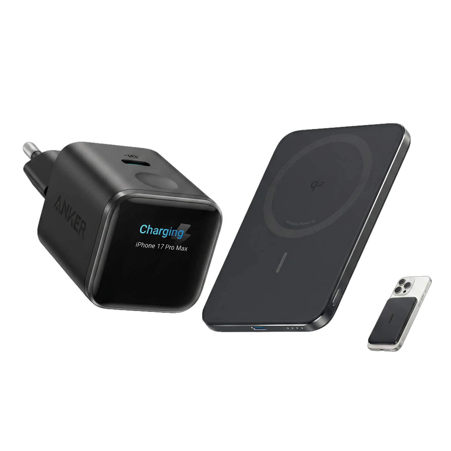 Anker Nano Caricatore (45W, Smart Display)+Anker Nano Power Bank (5.000mAh, MagGo, Sottile)