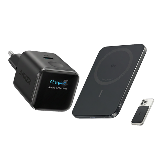 Anker Nano Caricatore (45W, Smart Display)+Anker Nano Power Bank (5.000mAh, MagGo, Sottile)