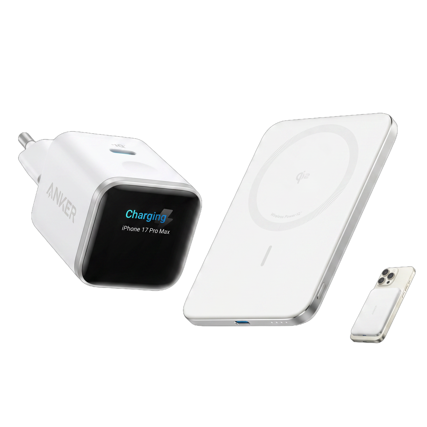 Anker Nano Caricatore (45W, Smart Display)+Anker Nano Power Bank (5.000mAh, MagGo, Sottile)